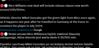 Tyle wynosi NOWA KLAUZULA ODSTĘPNEGO w umowie Nico Williamsa!